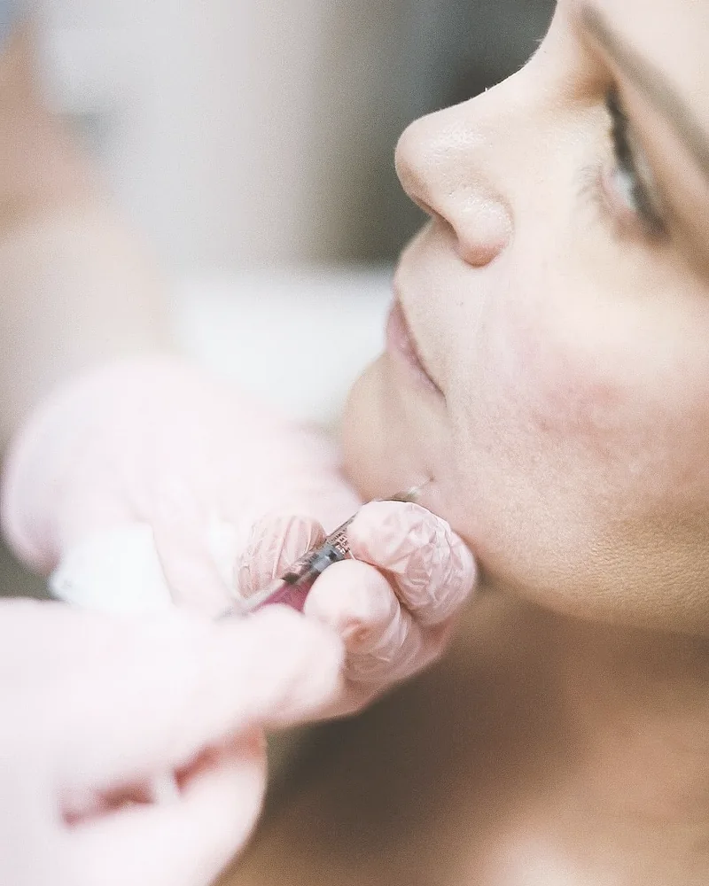 Cosmetic injection performed in a modern clinic