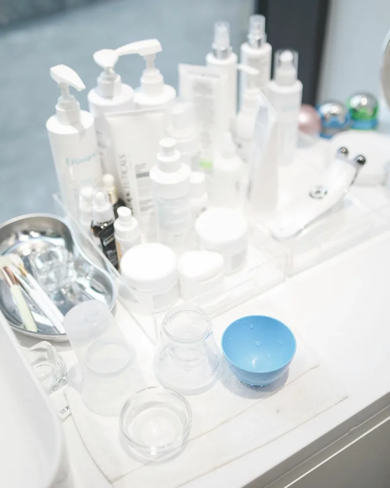 Clean clinical skincare and treatment supplies